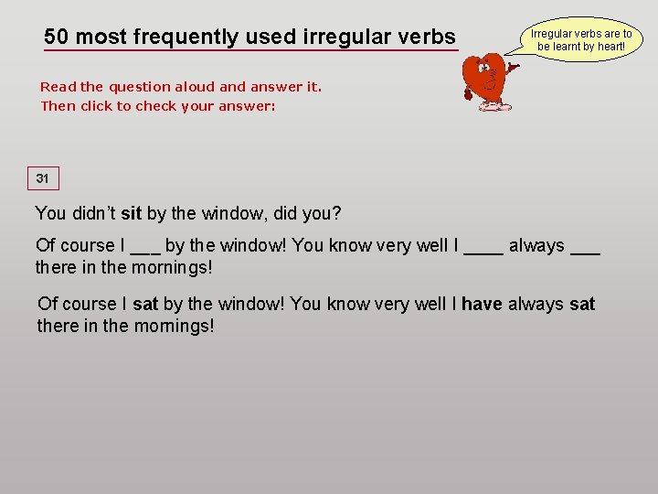 50 most frequently used irregular verbs Irregular verbs