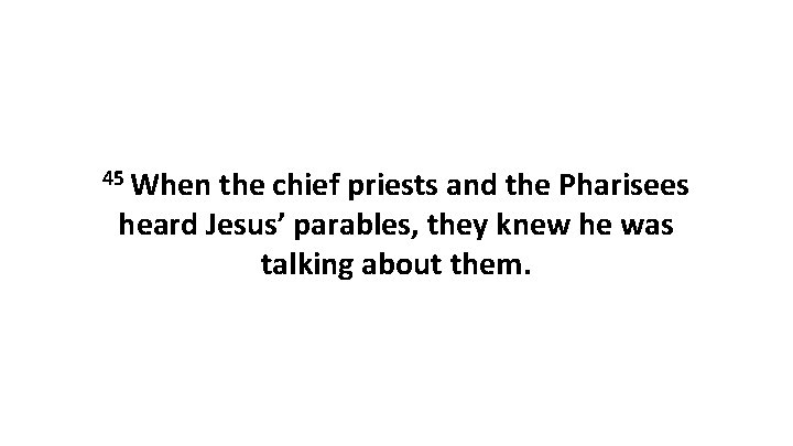 45 When the chief priests and the Pharisees heard Jesus’ parables, they knew he