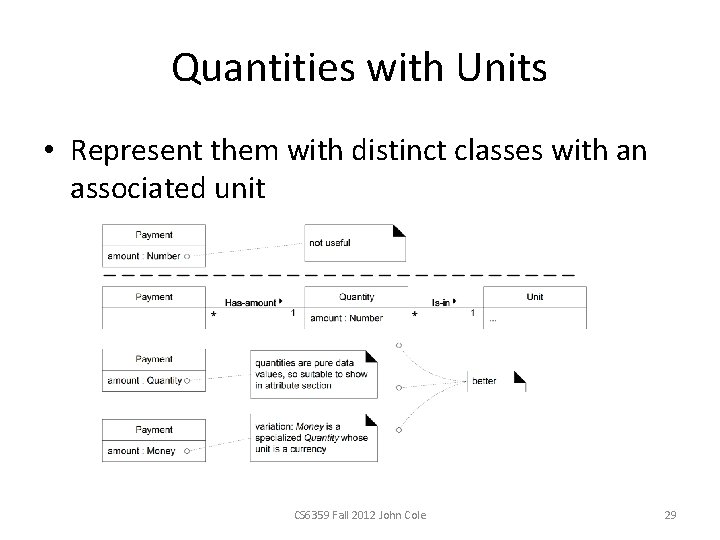 Quantities with Units • Represent them with distinct classes with an associated unit CS