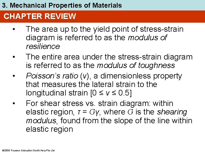 3. Mechanical Properties of Materials CHAPTER REVIEW • • The area up to the