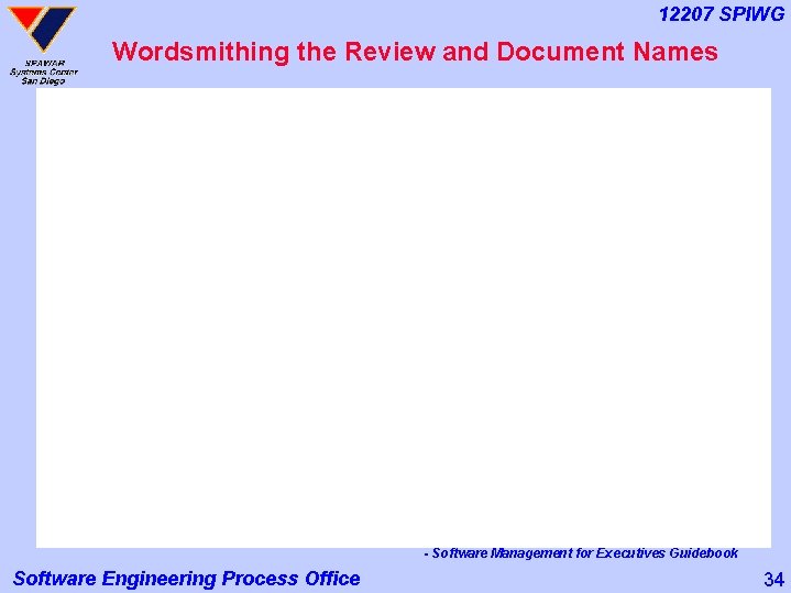 12207 SPIWG Wordsmithing the Review and Document Names - Software Management for Executives Guidebook