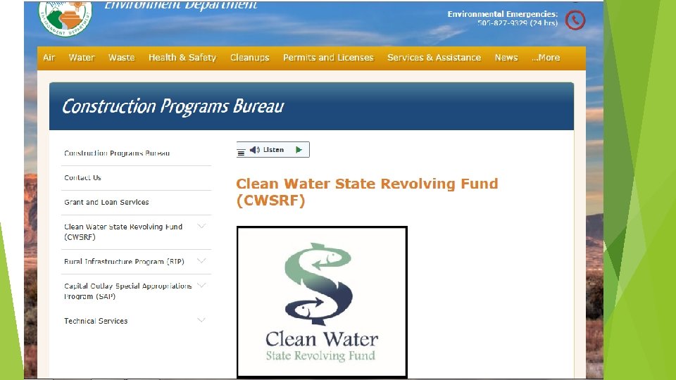 https: //www. env. nm. gov/construction-programs/cleanwater-state-revolving-fund-cwsrf/ 