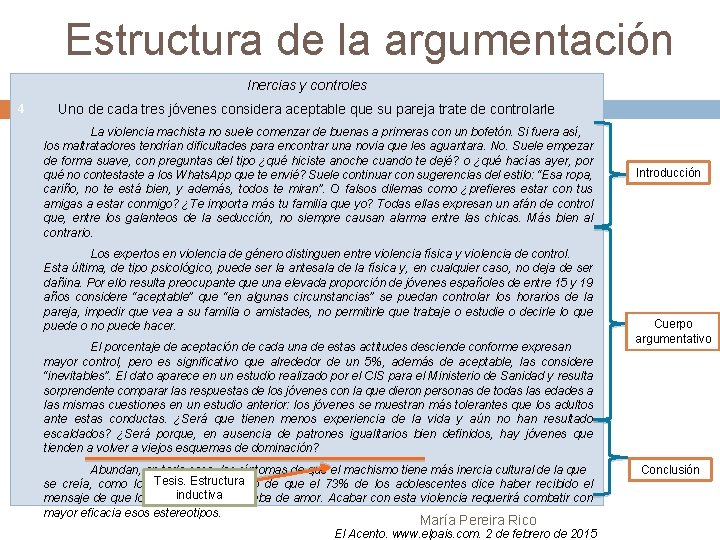 Estructura de la argumentación Inercias y controles 4 Uno de cada tres jóvenes considera