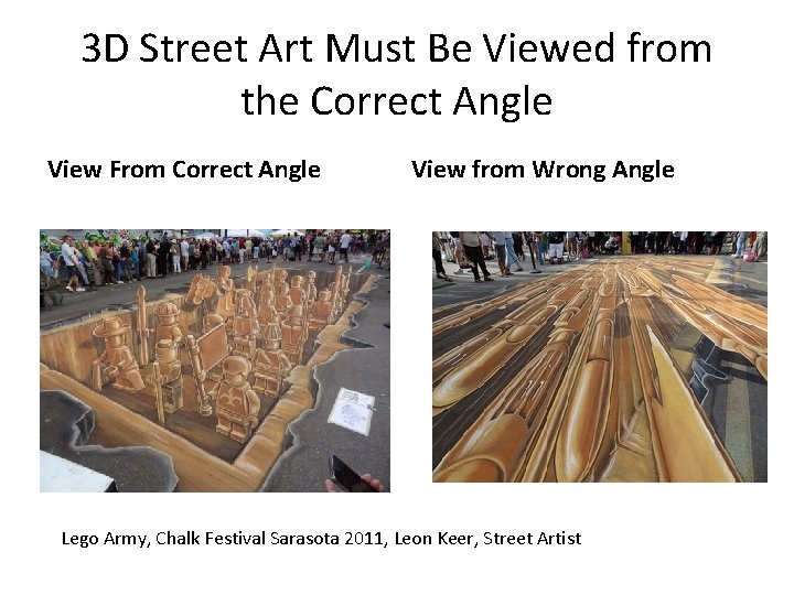 3 D Street Art Must Be Viewed from the Correct Angle View From Correct