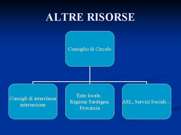 ALTRE RISORSE Consiglio di Circolo Consigli di interclasse intersezione Ente locale, Regione Sardegna, Provincia