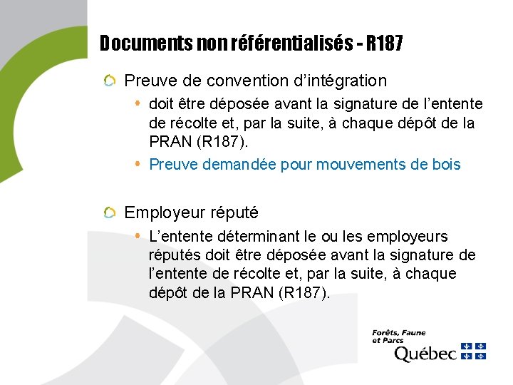 Documents non référentialisés - R 187 Preuve de convention d’intégration doit être déposée avant