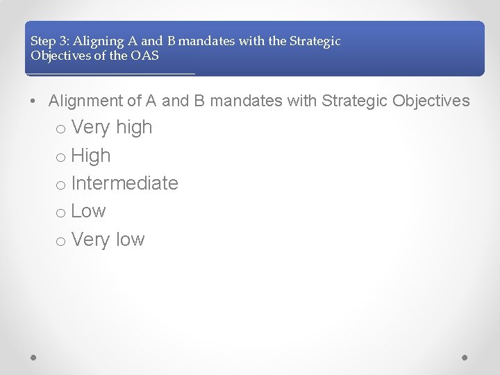Step 3: Aligning A and B mandates with the Strategic Objectives of the OAS