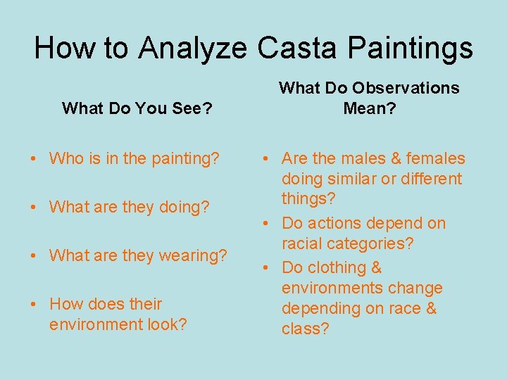 How to Analyze Casta Paintings What Do You See? • Who is in the