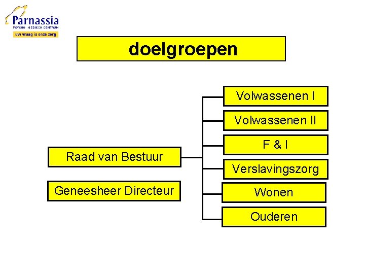 doelgroepen Volwassenen II Raad van Bestuur Geneesheer Directeur F&I Verslavingszorg Wonen Ouderen 