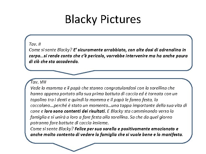 Blacky Pictures Tav. II Come si sente Blacky? E’ sicuramente arrabbiato, con alte dosi