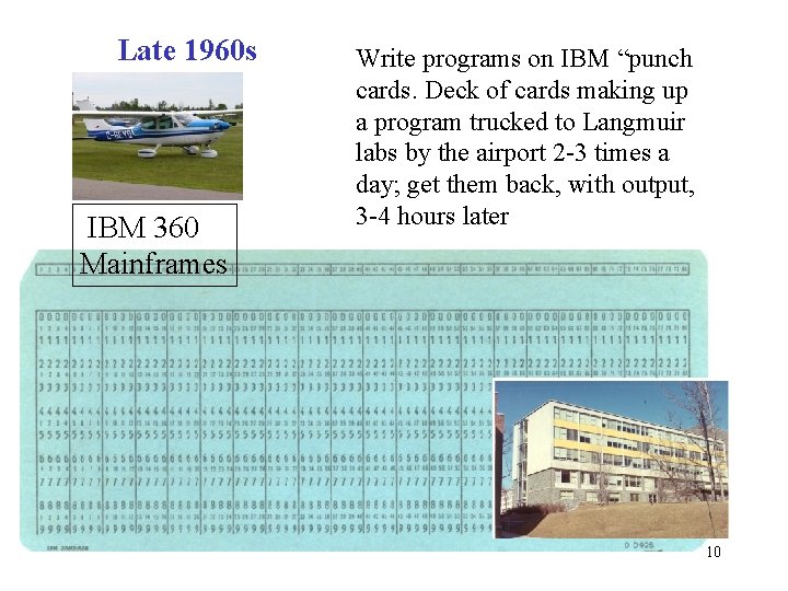 Late 1960 s IBM 360 Mainframes Write programs on IBM “punch cards. Deck of