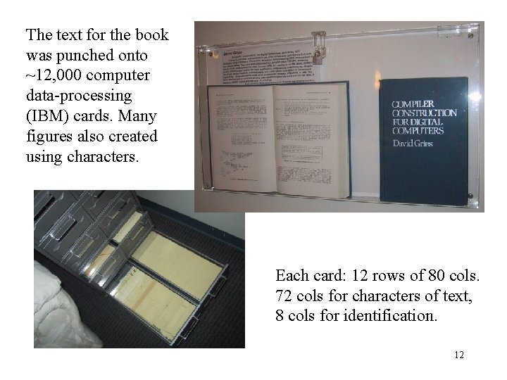 The text for the book was punched onto ~12, 000 computer data-processing (IBM) cards.
