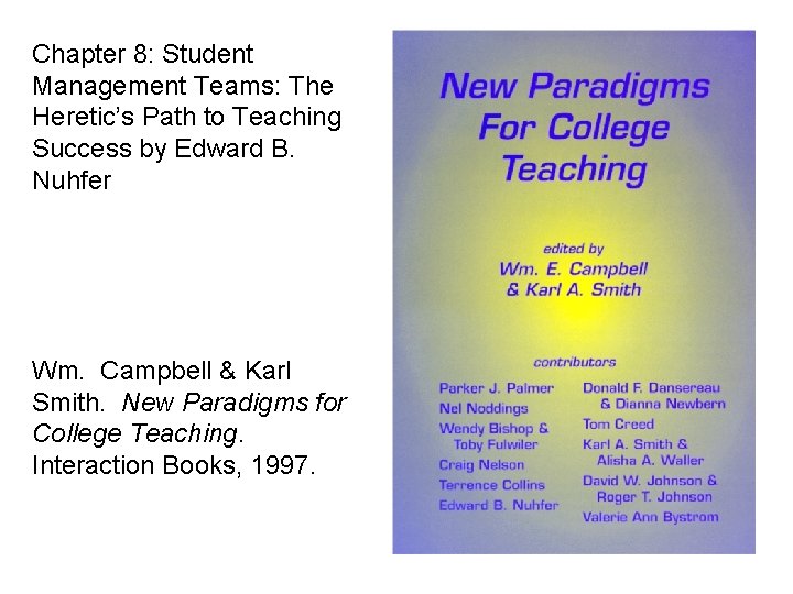 Chapter 8: Student Management Teams: The Heretic’s Path to Teaching Success by Edward B.