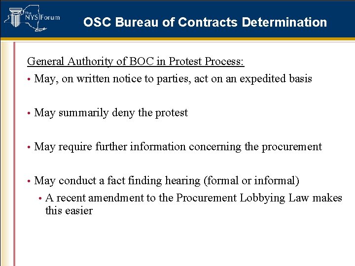 OSC Bureau of Contracts Determination General Authority of BOC in Protest Process: • May,