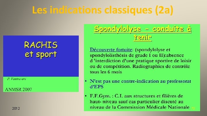 Les indications classiques (2 a) 2012 70 