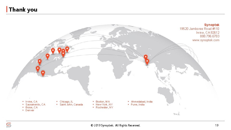 Thank you Synoptek 19520 Jamboree Road #110 Irvine, CA 92612 888. 796. 6783 www.