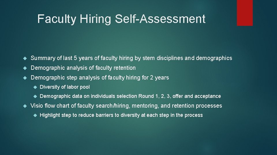 Faculty Hiring Self-Assessment Summary of last 5 years of faculty hiring by stem disciplines