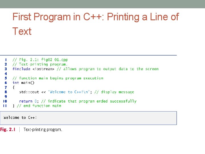 First Program in C++: Printing a Line of Text 