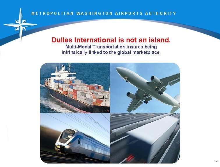 METROPOLITAN WASHINGTON AIRPORTS AUTHORITY Dulles International is not an island. Multi-Modal Transportation insures being