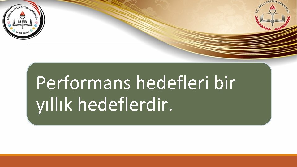 Performans hedefleri bir yıllık hedeflerdir. 