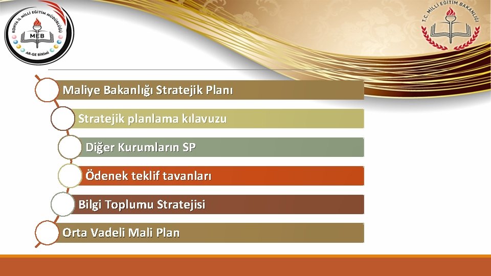 Maliye Bakanlığı Stratejik Planı Stratejik planlama kılavuzu Diğer Kurumların SP Ödenek teklif tavanları Bilgi