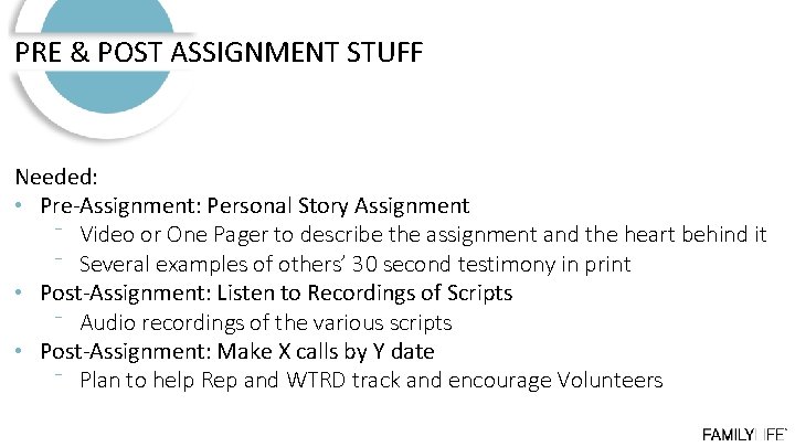 PRE & POST ASSIGNMENT STUFF Needed: • Pre-Assignment: Personal Story Assignment ⁻ Video or