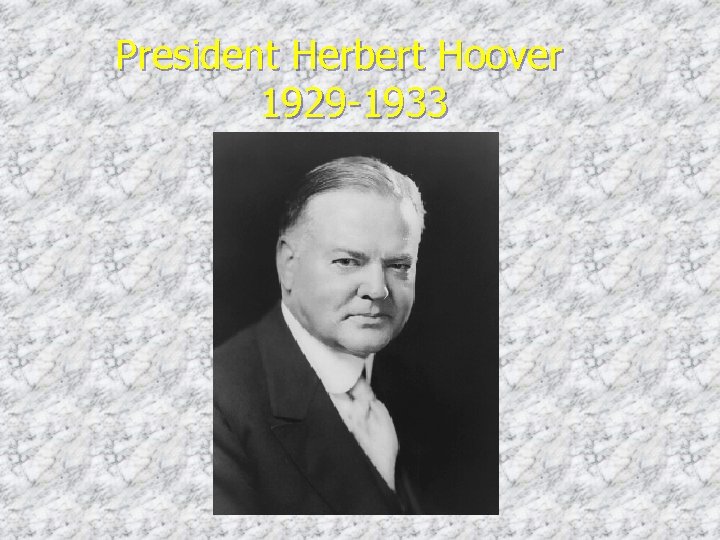 President Herbert Hoover 1929 -1933 