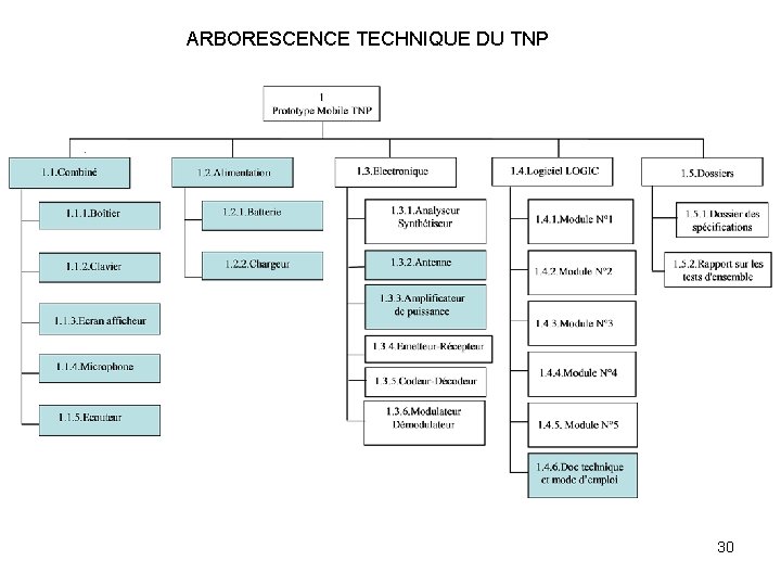 ARBORESCENCE TECHNIQUE DU TNP 30 