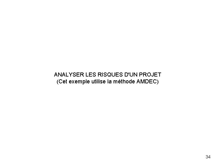 ANALYSER LES RISQUES D'UN PROJET (Cet exemple utilise la méthode AMDEC) 34 