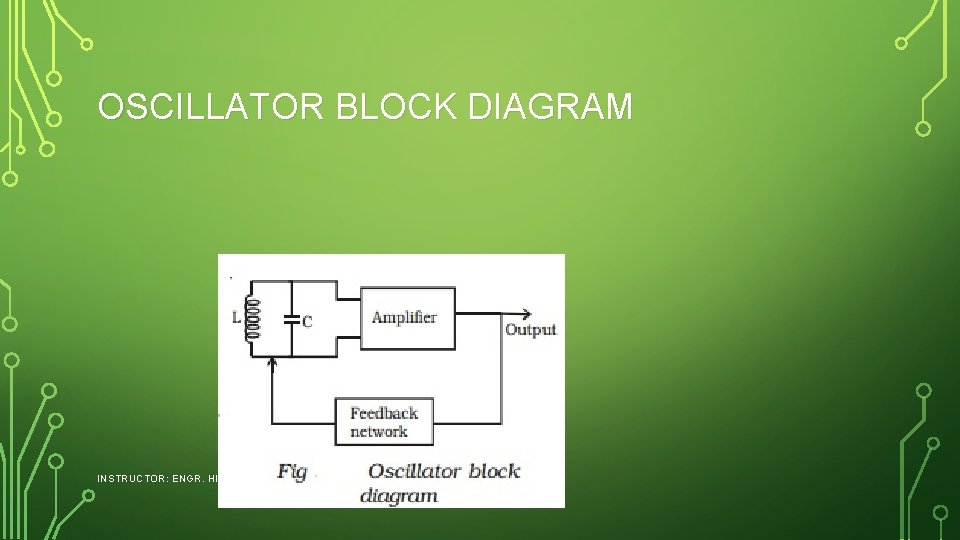 OSCILLATOR BLOCK DIAGRAM INSTRUCTOR: ENGR. HIRA AKASH 