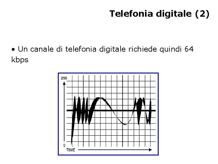 Telefonia digitale (2) • Un canale di telefonia digitale richiede quindi 64 kbps 