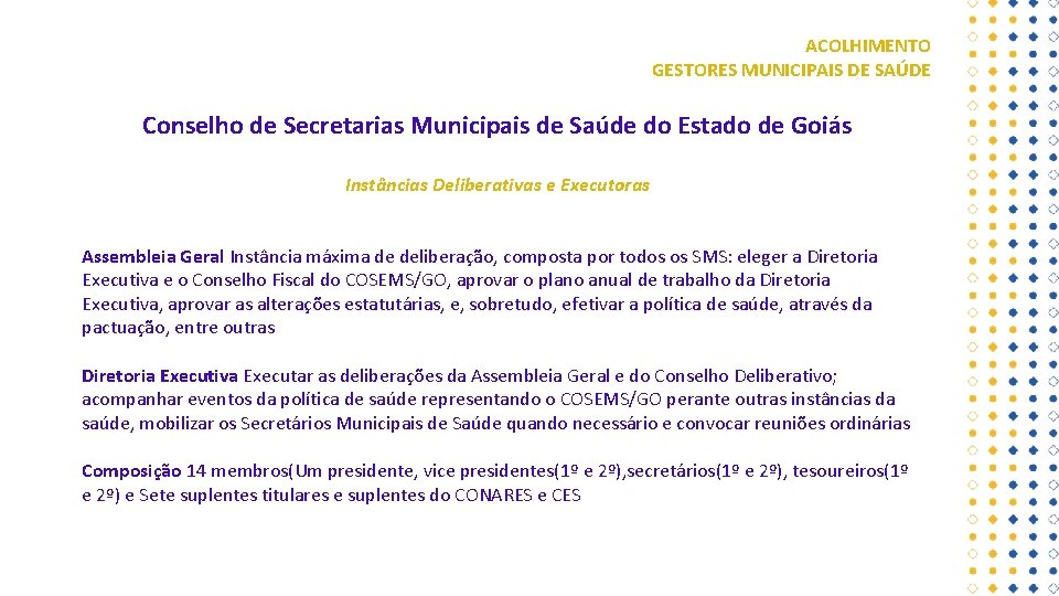ACOLHIMENTO GESTORES MUNICIPAIS DE SAÚDE Conselho de Secretarias Municipais de Saúde do Estado de