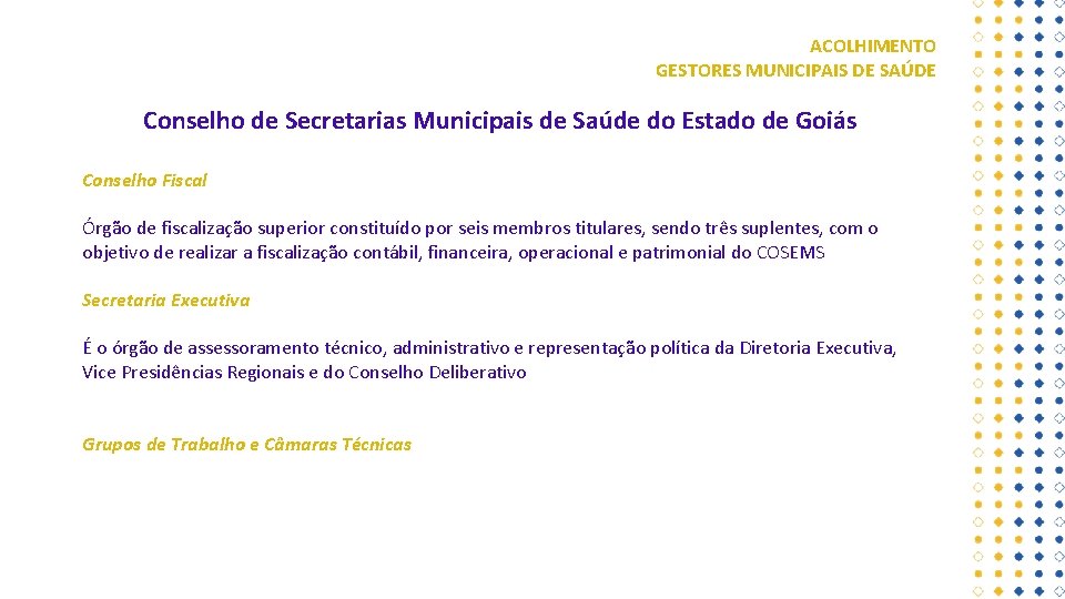 ACOLHIMENTO GESTORES MUNICIPAIS DE SAÚDE Conselho de Secretarias Municipais de Saúde do Estado de