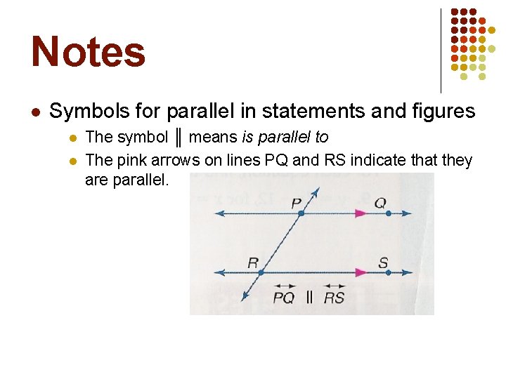 Notes l Symbols for parallel in statements and figures l l The symbol ║ Notes l Symbols for parallel in statements and figures l l The symbol ║