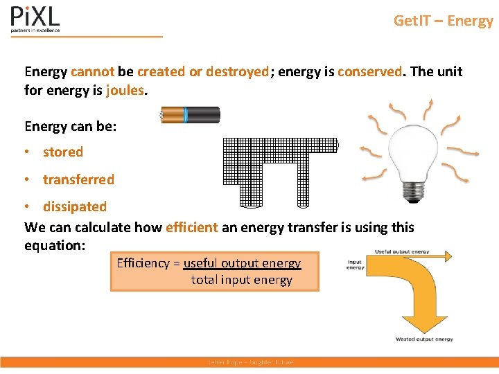 Get. IT – Energy cannot be created or destroyed; energy is conserved. The unit