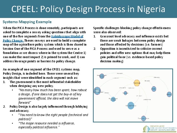 CPEEL: Policy Design Process in Nigeria Systems Mapping Example When the PICA Process is