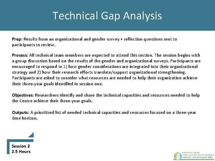 Technical Gap Analysis Prep: Results from an organizational and gender survey + reflection questions