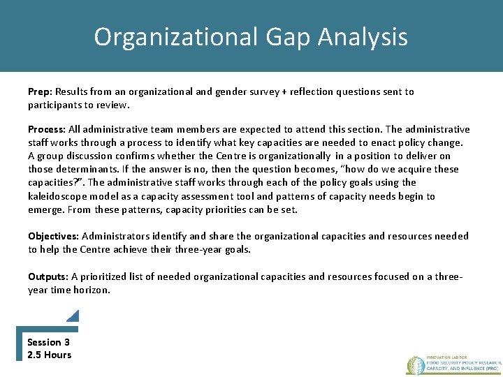Organizational Gap Analysis Prep: Results from an organizational and gender survey + reflection questions