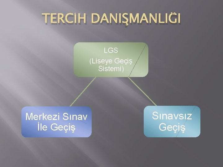 TERCİH DANIŞMANLIĞI LGS (Liseye Geçiş Sistemi) Merkezi Sınav İle Geçiş Sınavsız Geçiş 