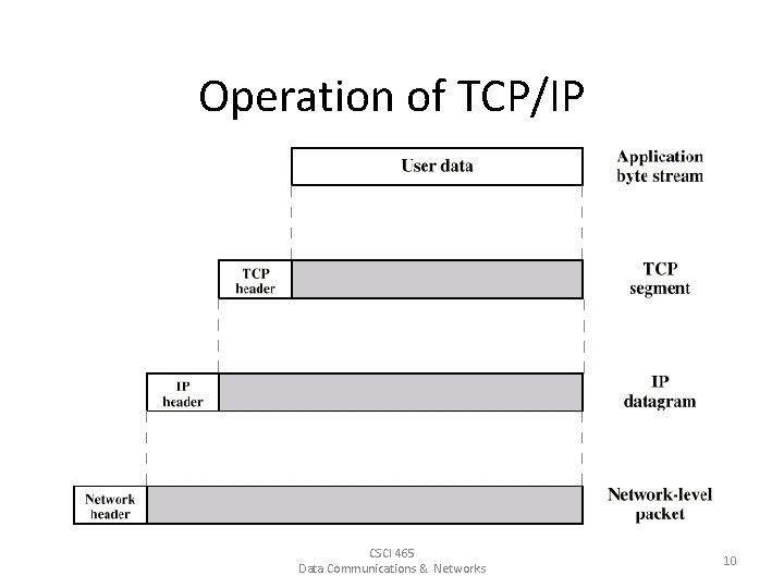 Operation of TCP/IP CSCI 465 Data Communications & Networks 10 