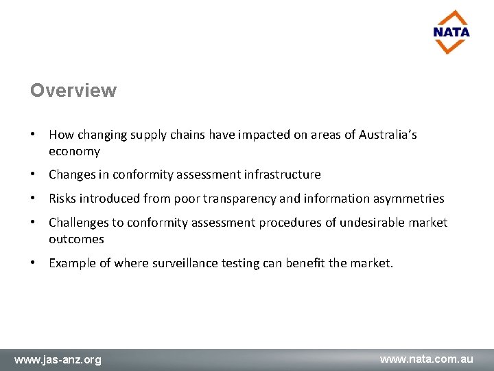 Overview • How changing supply chains have impacted on areas of Australia’s economy •