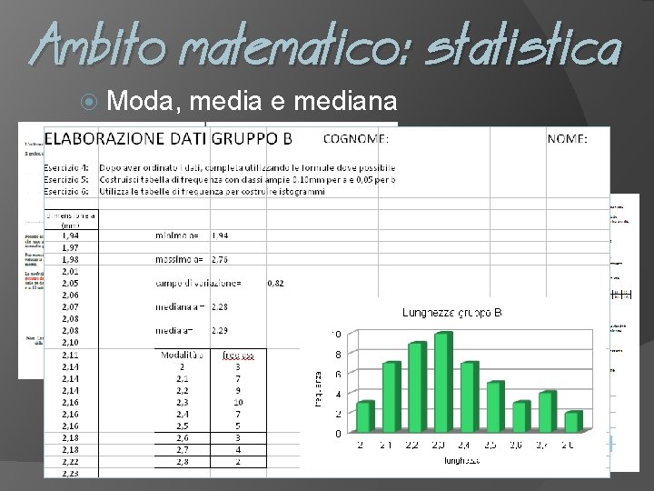 Ambito matematico: statistica Moda, media e mediana 