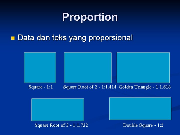 Proportion n Data dan teks yang proporsional Square - 1: 1 Square Root of