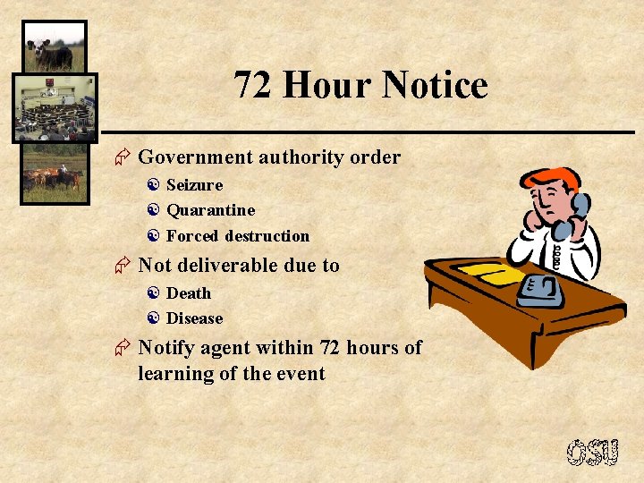 72 Hour Notice Æ Government authority order [ Seizure [ Quarantine [ Forced destruction