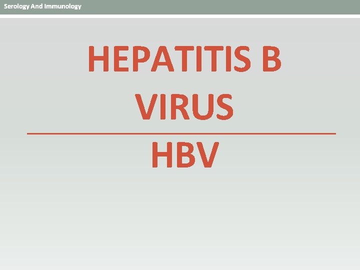 HEPATITIS B VIRUS HBV 