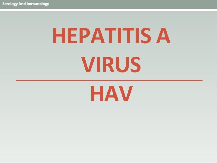 HEPATITIS A VIRUS HAV 