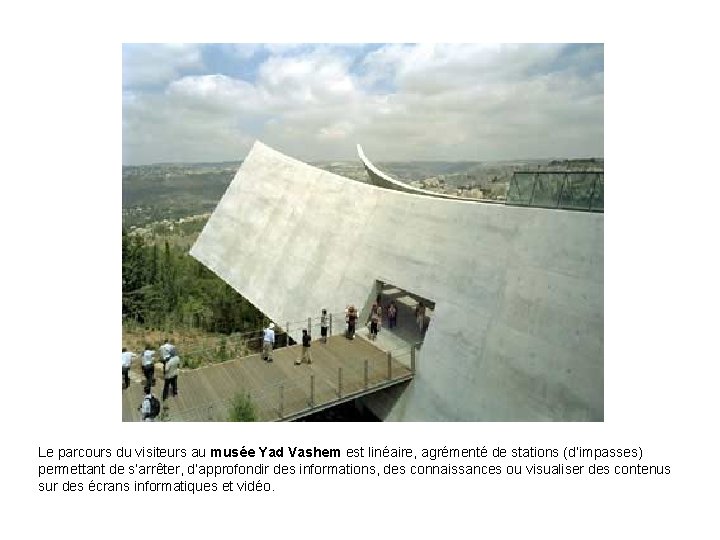 Le parcours du visiteurs au musée Yad Vashem est linéaire, agrémenté de stations (d’impasses)