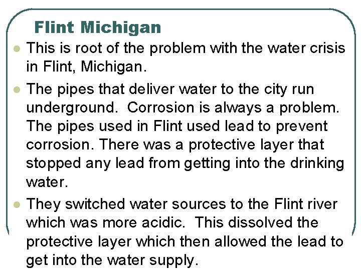 Flint Michigan l l l This is root of the problem with the water