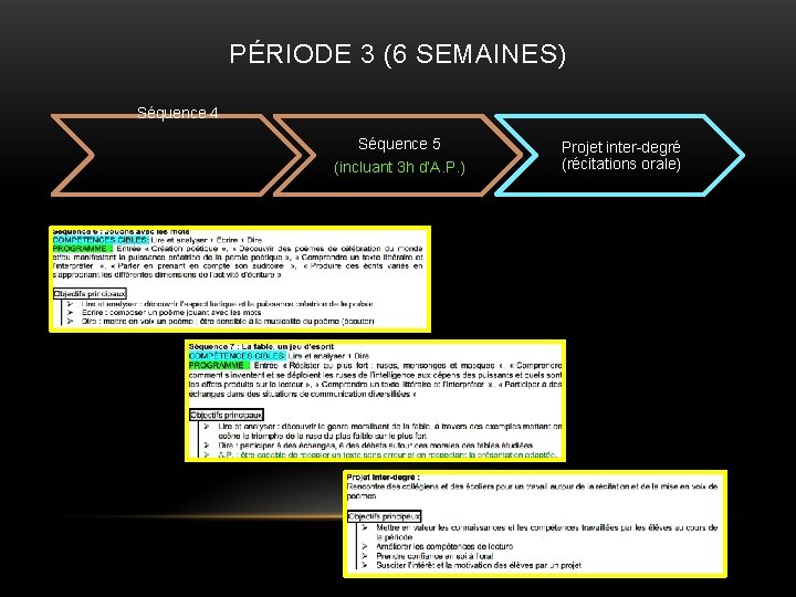 PÉRIODE 3 (6 SEMAINES) Séquence 4 Séquence 5 (incluant 3 h d’A. P. )