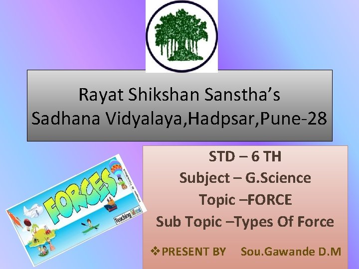 Rayat Shikshan Sanstha’s Sadhana Vidyalaya, Hadpsar, Pune-28 STD – 6 TH Subject – G.